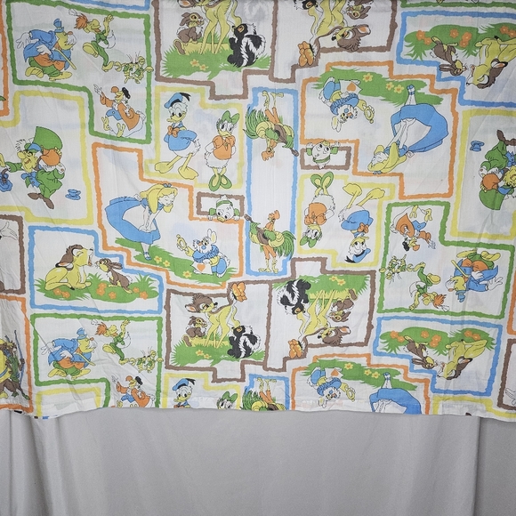 VTG Disney Alice in Wonderland Bambi Robin Hood Mickey Twin Flat Sheet 59.5"x89" - Picture 11 of 16